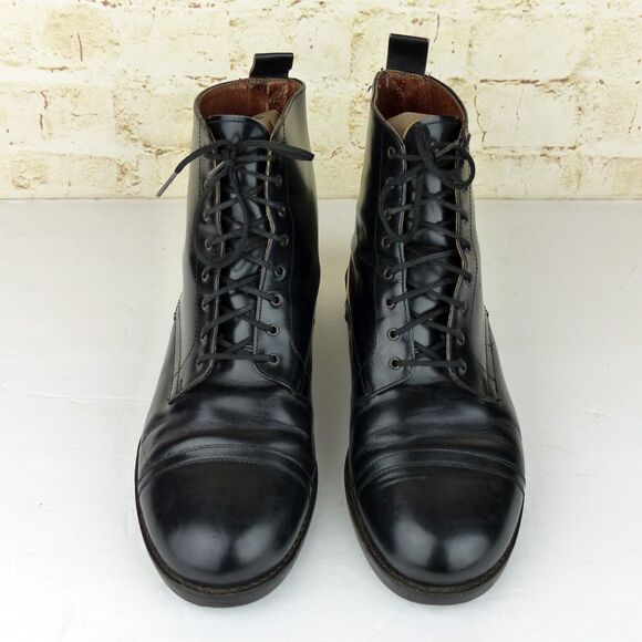 VTG DKNY Chukka Boots Women 37 6.5 US Black Leather Lace up Made in Italy Y2K - Picture 3 of 15